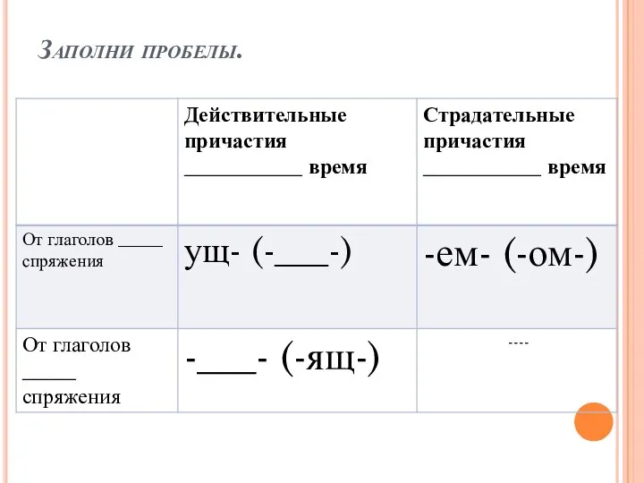 Заполни пробелы.