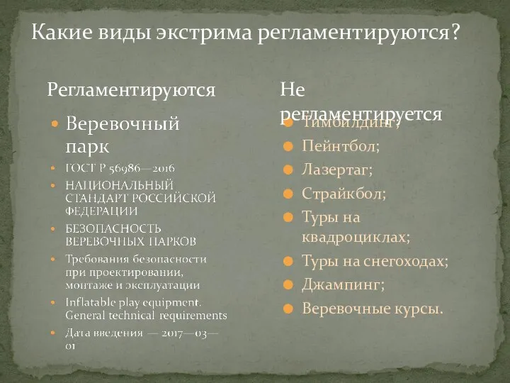 Тимбилдинг; Пейнтбол; Лазертаг; Страйкбол; Туры на квадроциклах; Туры на снегоходах; Джампинг; Веревочные