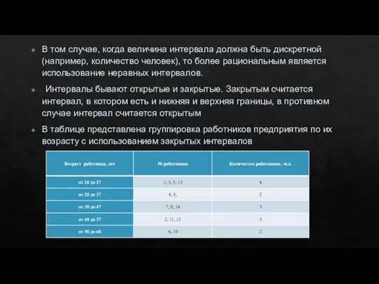 В том случае, когда величина интервала должна быть дискретной (например, количество человек),