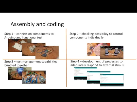 Assembly and coding Step 1 – connection components to Arduino and functional