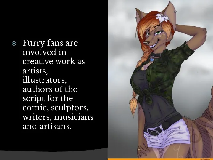 Furry fans are involved in creative work as artists, illustrators, authors of