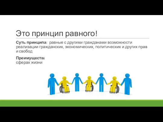 Это принцип равного! Суть принципа: равные с другими гражданами возможности реализации гражданских,