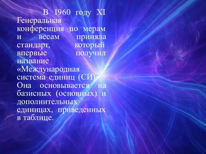 В 1960 году XI Генеральная конференция по мерам и весам приняла стандарт,