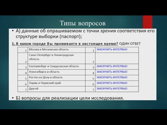 Типы вопросов