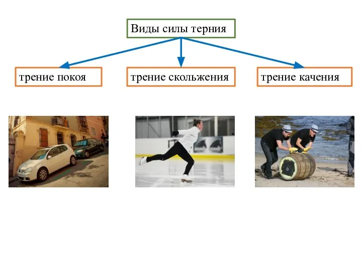 Виды силы терния трение покоя трение скольжения трение качения