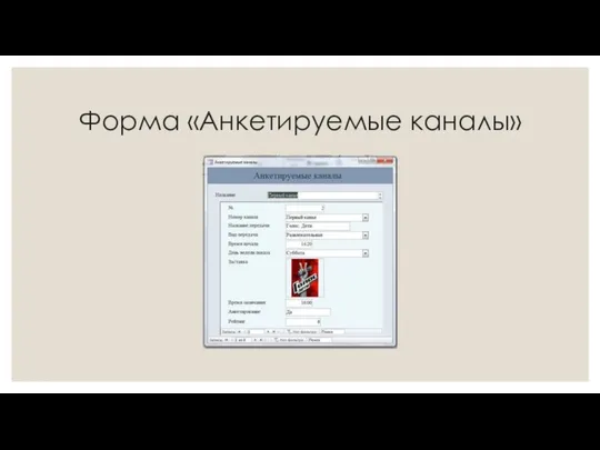 Форма «Анкетируемые каналы»