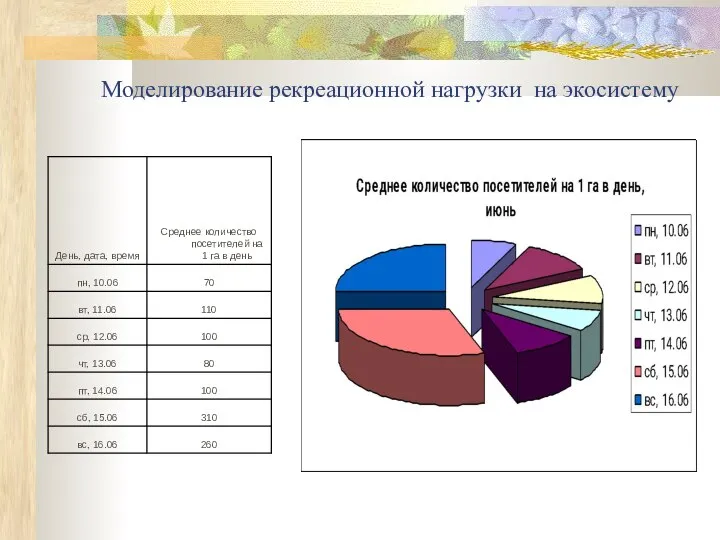 Моделирование рекреационной нагрузки на экосистему