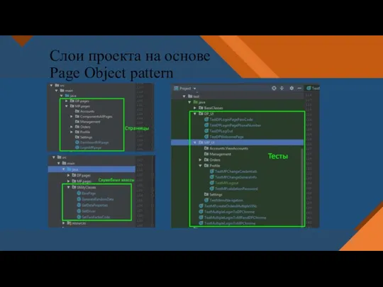 Слои проекта на основе Page Object pattern