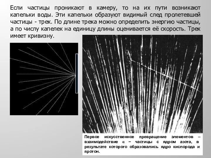 Если частицы проникают в камеру, то на их пути возникают капельки воды.