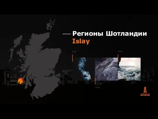 Регионы Шотландии Islay ТОРФ МОРЕ ДЫМ