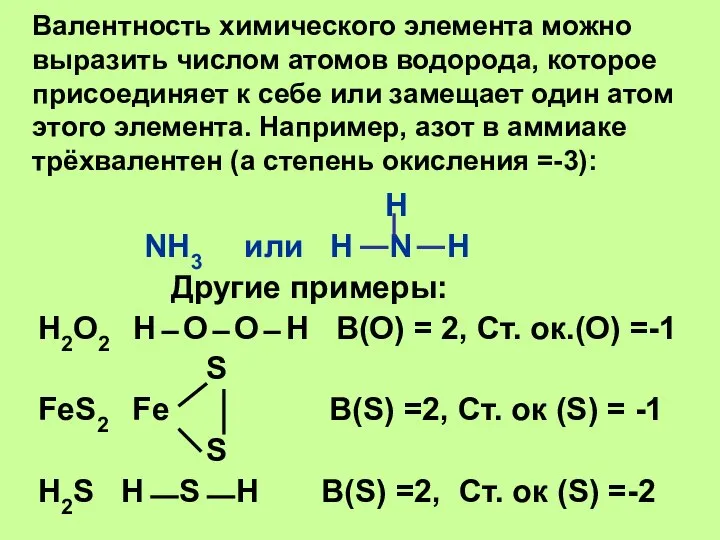 Валентность химического элемента можно выразить числом атомов водорода, которое присоединяет к себе