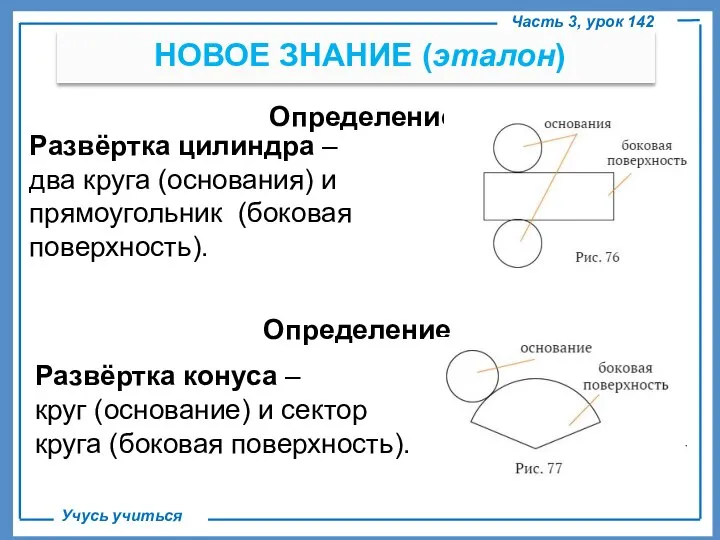 . НОВОЕ ЗНАНИЕ (эталон) Часть 3, урок 142 Учусь учиться Определение Развёртка