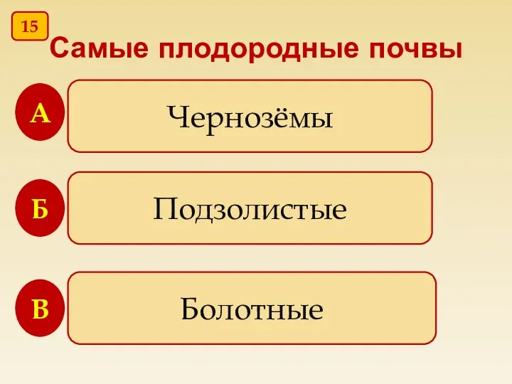 Самые плодородные почвы Чернозёмы Подзолистые Болотные В Б А 15