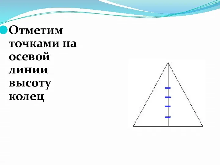 Отметим точками на осевой линии высоту колец