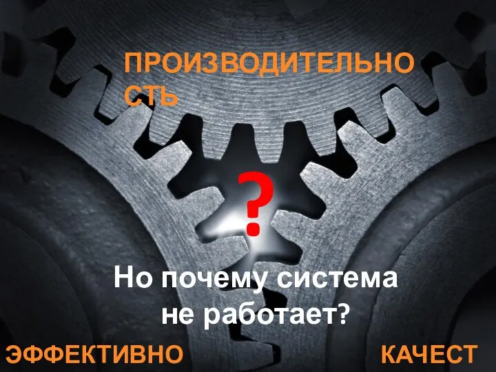 ЭФФЕКТИВНОСТЬ КАЧЕСТВО ПРОИЗВОДИТЕЛЬНОСТЬ ? Но почему система не работает?