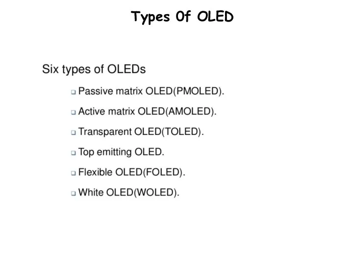 Types 0f OLED