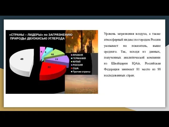 Уровень загрязнения воздуха, а также атмосферный индекс по городам России указывает на