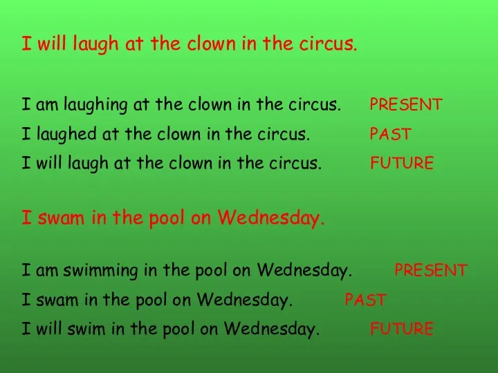 I will laugh at the clown in the circus. I am laughing