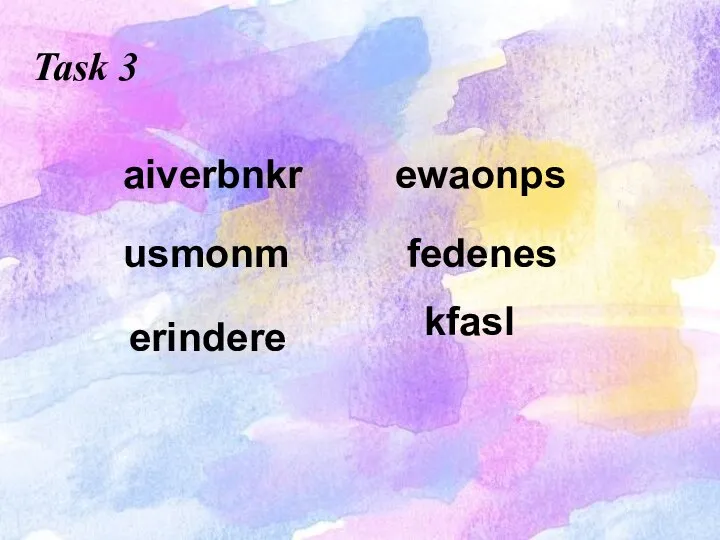 Task 3 aiverbnkr erindere usmonm ewaonps fedenes kfasl