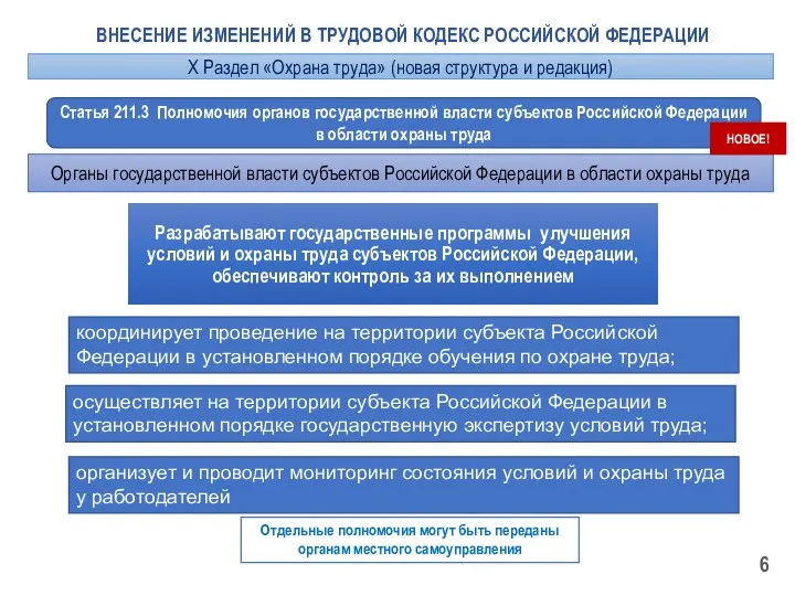 ВНЕСЕНИЕ ИЗМЕНЕНИЙ В ТРУДОВОЙ КОДЕКС РОССИЙСКОЙ ФЕДЕРАЦИИ Статья 211.3 Полномочия органов государственной