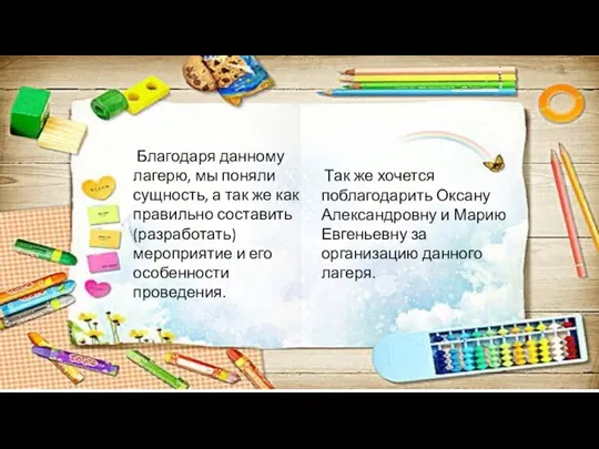 Благодаря данному лагерю, мы поняли сущность, а так же как правильно составить