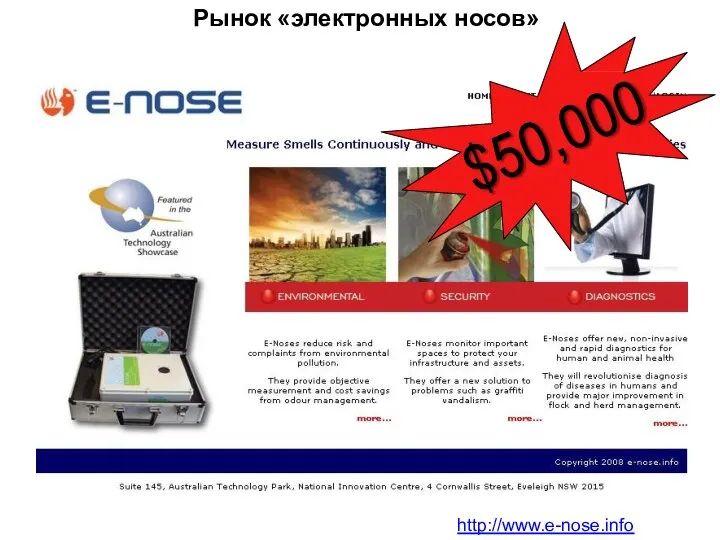Рынок «электронных носов» http://www.e-nose.info
