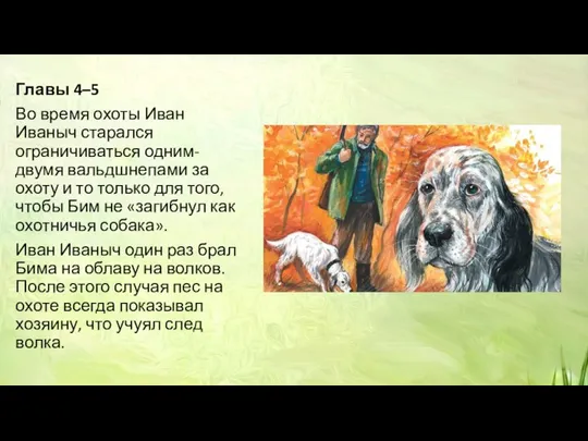 Главы 4–5 Во время охоты Иван Иваныч старался ограничиваться одним-двумя вальдшнепами за