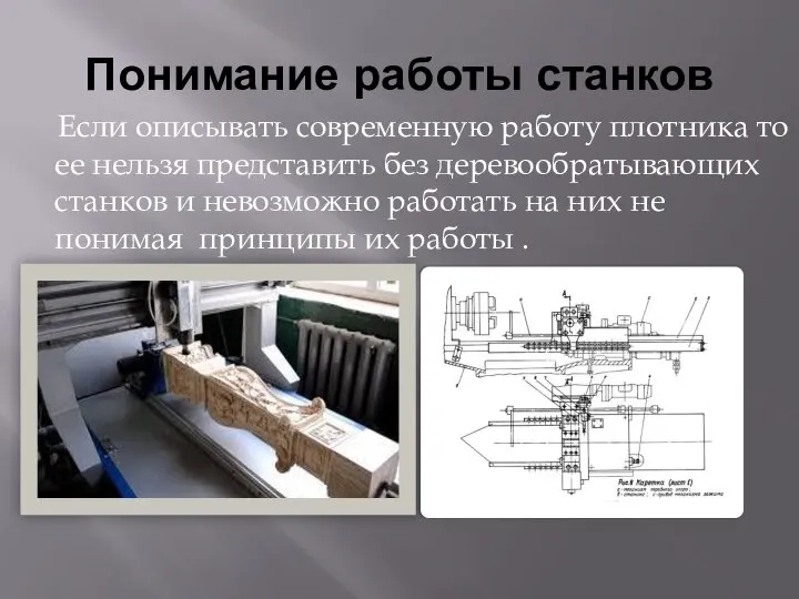 Понимание работы станков Если описывать современную работу плотника то ее нельзя представить