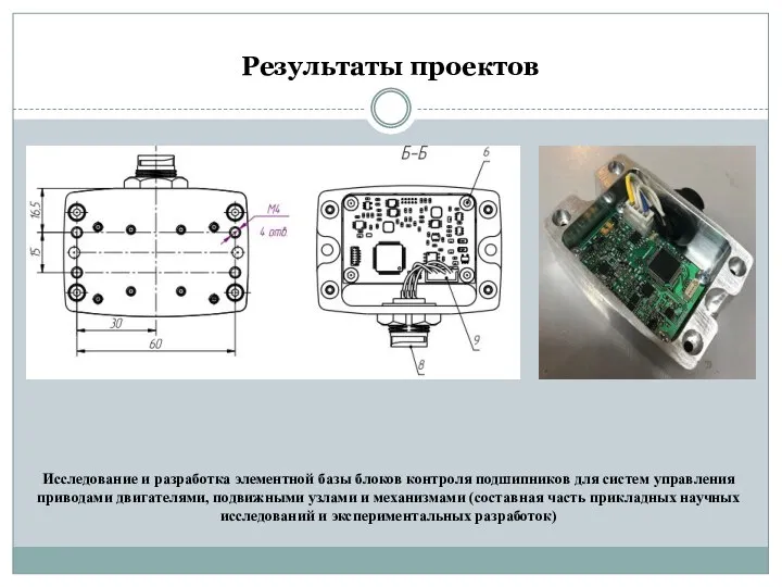 Результаты проектов Исследование и разработка элементной базы блоков контроля подшипников для систем