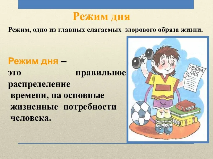 Режим дня – это правильное распределение времени, на основные жизненные потребности человека.