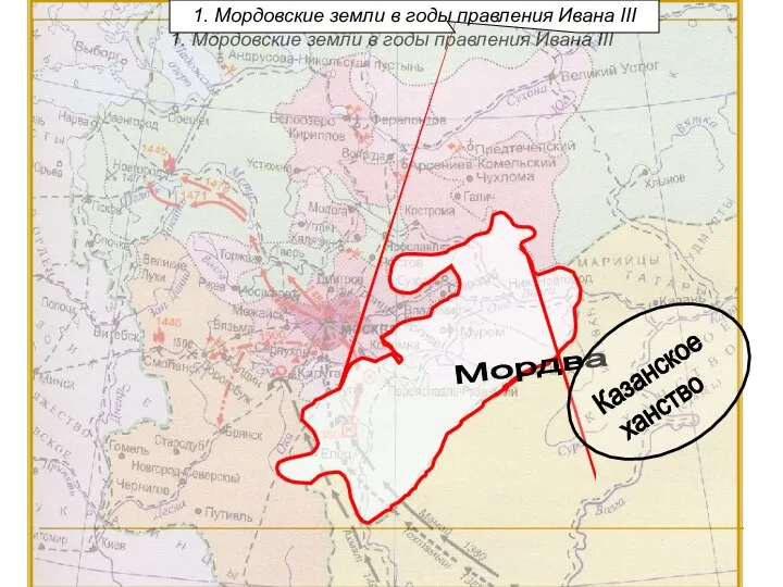 1. Мордовские земли в годы правления Ивана III Казанское ханство 1. Мордовские