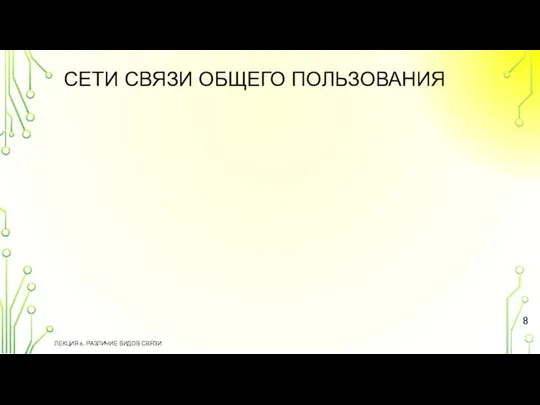 СЕТИ СВЯЗИ ОБЩЕГО ПОЛЬЗОВАНИЯ ЛЕКЦИЯ 6. РАЗЛИЧИЕ ВИДОВ СВЯЗИ