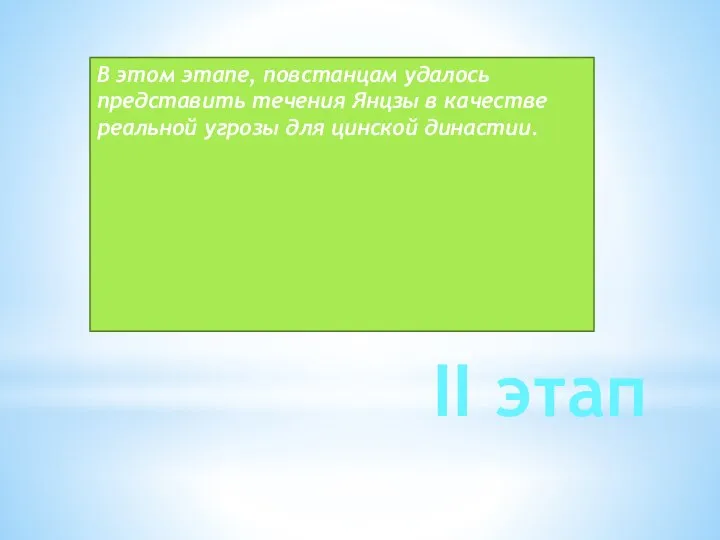 II этап В этом этапе, повстанцам удалось представить течения Янцзы в качестве