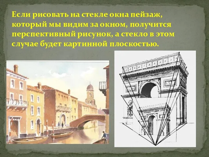 Если рисовать на стекле окна пейзаж, который мы видим за окном, получится