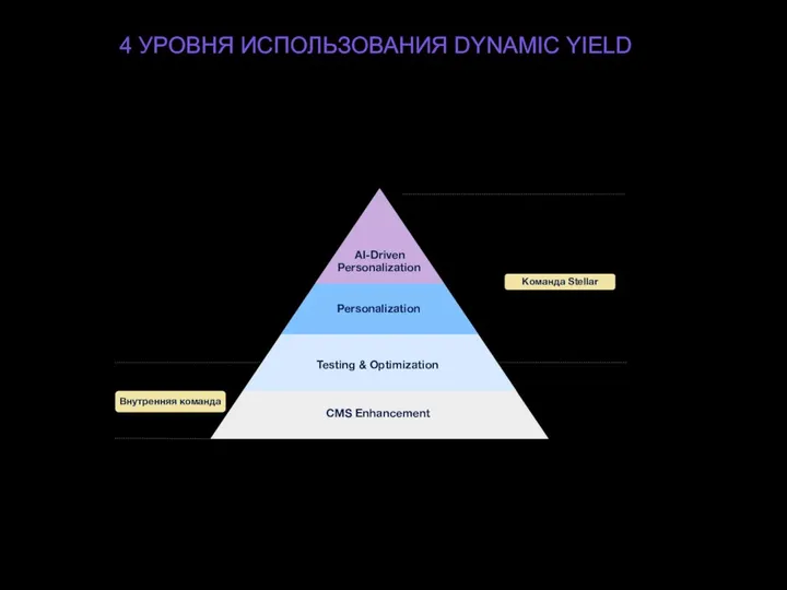 Внутренняя команда Команда Stellar CMS Enhancement Testing & Optimization Personalization AI-Driven Personalization