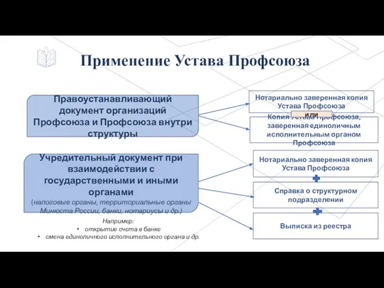 Применение Устава Профсоюза Правоустанавливающий документ организаций Профсоюза и Профсоюза внутри структуры Учредительный