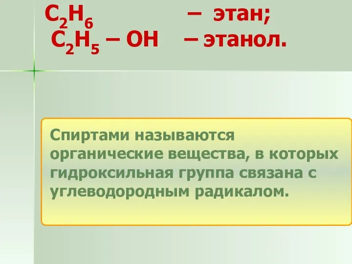 Спиртами называются органические вещества, в которых гидроксильная группа связана с углеводородным радикалом.
