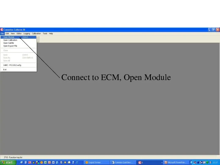 Connect to ECM, Open Module