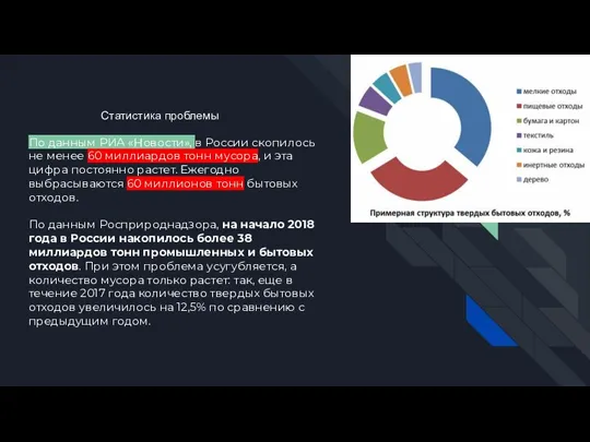 По данным РИА «Новости», в России скопилось не менее 60 миллиардов тонн