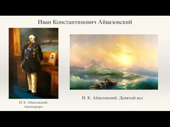 Иван Константинович Айвазовский И. К. Айвазовский. Автопортрет И. К. Айвазовский. Девятый вал