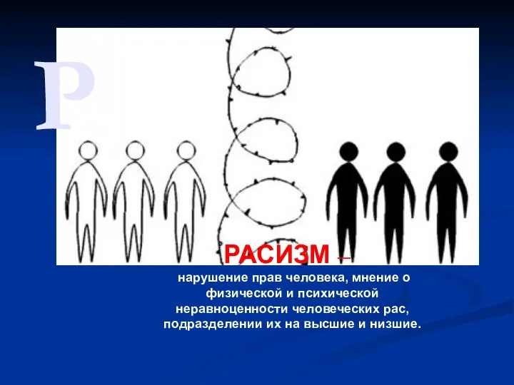 Р РАСИЗМ – нарушение прав человека, мнение о физической и психической неравноценности