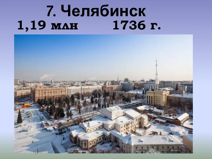 7. Челябинск 1,19 млн 1736 г.