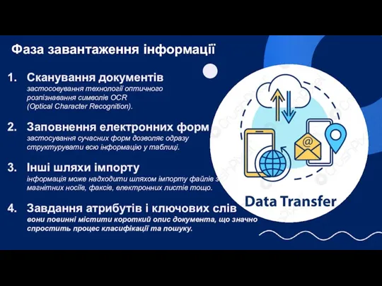 Сканування документів застосовування технології оптичного розпізнавання символів OCR (Optical Character Recognition). Заповнення