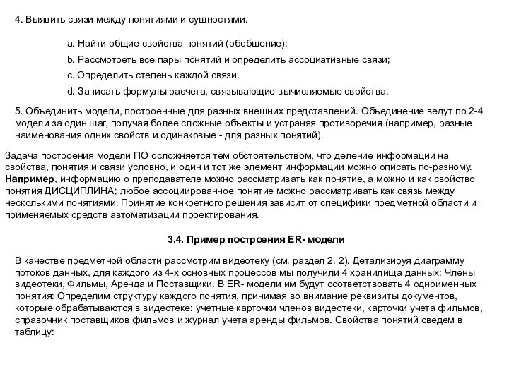 4. Выявить связи между понятиями и сущностями. a. Найти общие свойства понятий