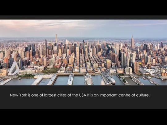 New York is one of largest cities of the USA.It is an important centre of culture.