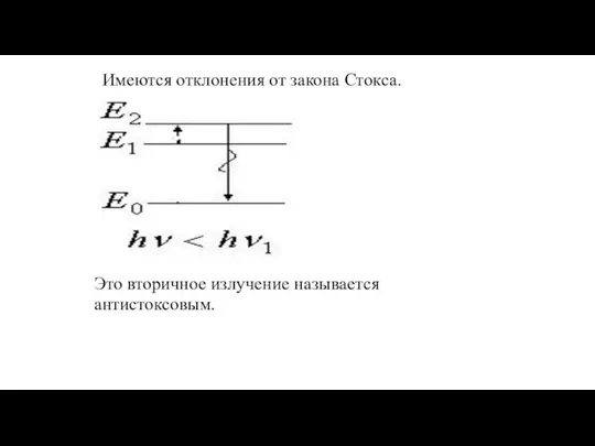 Имеются отклонения от закона Стокса. Это вторичное излучение называется антистоксовым.