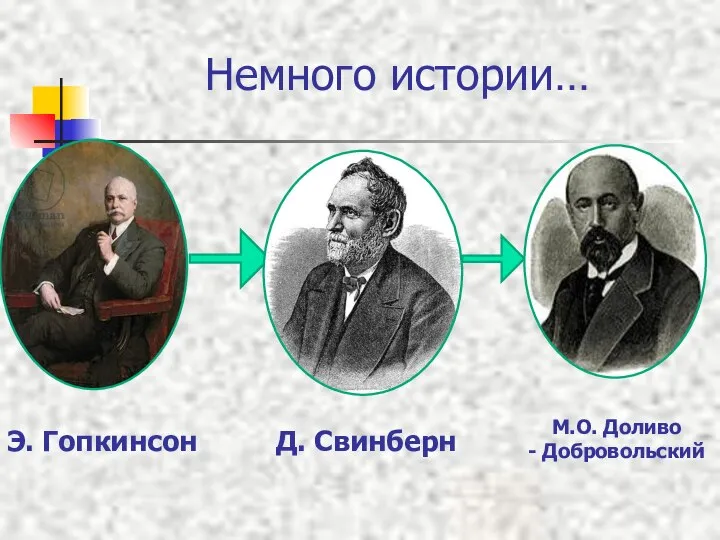 Немного истории… Э. Гопкинсон Д. Свинберн М.О. Доливо - Добровольский