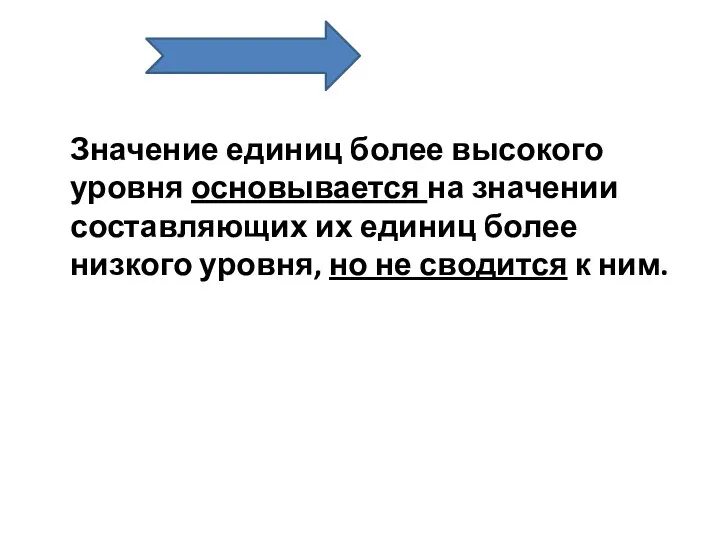 Значение единиц более высокого уровня основывается на значении составляющих их единиц более