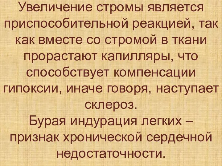 Увеличение стромы является приспособительной реакцией, так как вместе со стромой в ткани