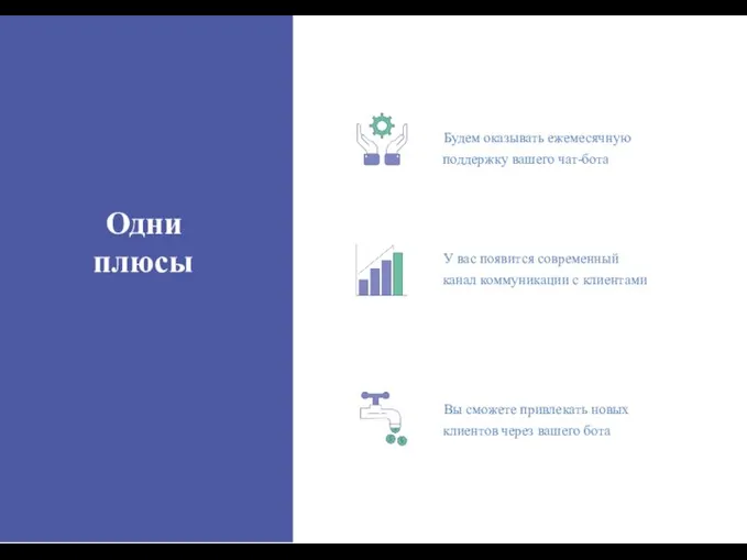 У вас появится современный канал коммуникации с клиентами Будем оказывать ежемесячную поддержку